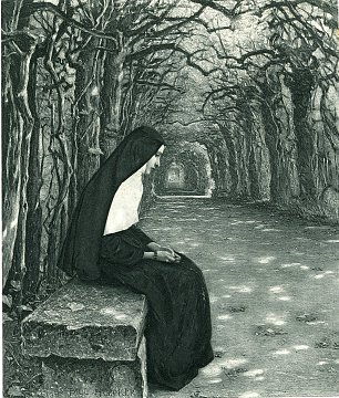 Paul Hoecker Nonne im Laubgang Wandbild