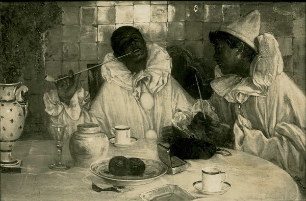 Paul Hoecker Pierrot mit Pfeifen Wandbild