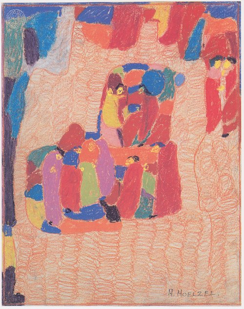 Adolf Hoelzel Komposittion mit Figurengruppen Wandbild