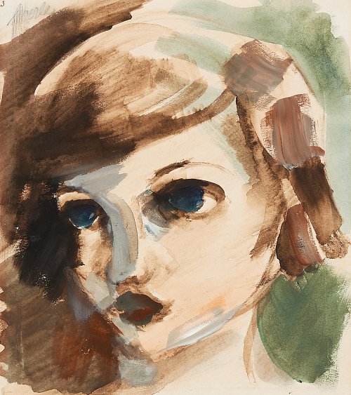 Heinrich Hoerle Maedchenkopf Wandbild