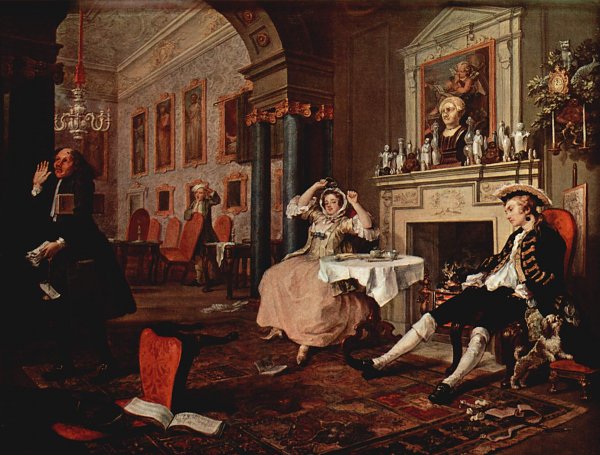 William Hogarth Mariage a la Mode Szene Kurz nach der Hochzeit Wandbild