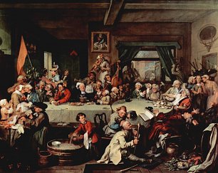 William Hogarth Wahlzyklus Szene Das Bankett Wandbild