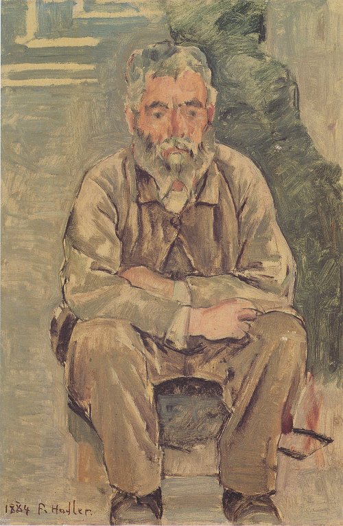 Ferdinand Holler Sitzender baertiger Mann Wandbild