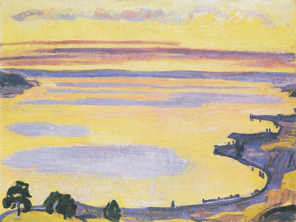 Ferdinand Holler Sonnenuntergang am Genfersee von Caux aus Wandbild