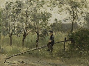 Jozef Israels Boerenjongen op een slagboom Wandbild