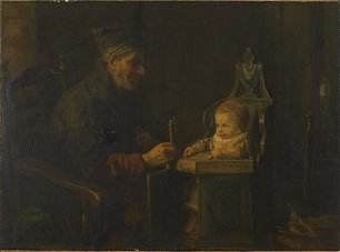 Jozef Israels Old Man and Baby Wandbild