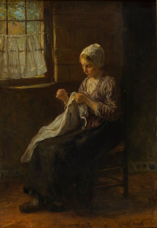 Jozef Israels The young seamstress Wandbild