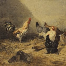 Charles-Emile-Jacque-Cock-and-hens