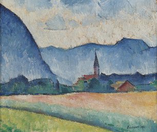 Alexander Kanoldt Landschaft mit Kirchturm Wandbild