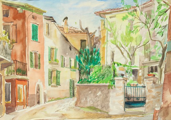 Aquarell italienisches Dorf Wandbild