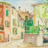 Aquarell-italienisches-Dorf