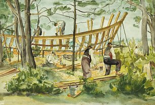Schiffsbauer in Schweden Wandbild