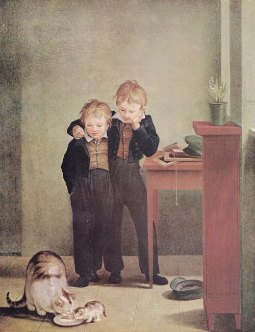 Georg Friedrich Kersting Kinder mit Katzen Wandbild