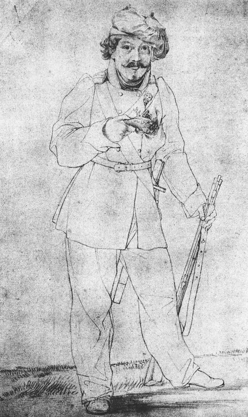 Georg Friedrich Kersting Selbstbildnis als Luetzower Jaeger Wandbild