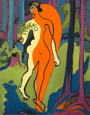 Ernst Ludwig Kirchner Akt in Orange und Gelb Wandbild