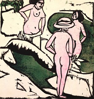 Ernst Ludwig Kirchner Badende Frauen zwischen weissen Steinen Wandbild