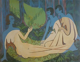 Ernst Ludwig Kirchner Drei Akte im Wald Wandbild