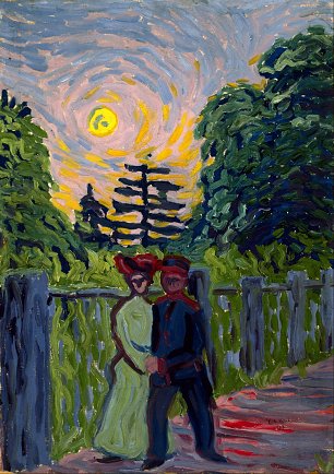 Ernst Ludwig Kirchner Mond Aufgang Soldat und Maedchen Wandbild