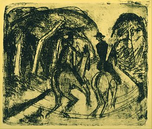 Ernst Ludwig Kirchner Reiter im Grunewald Wandbild