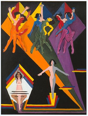 Ernst Ludwig Kirchner Tanzende Maedchen in farbigen Strahlen Wandbild