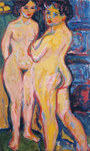 Ernst Ludwig Kirchner Zwei Akte stehend vor Ofen Wandbild