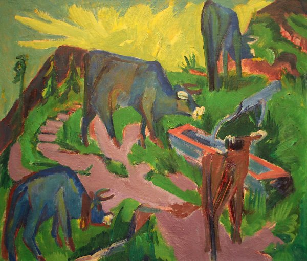 Ernst Ludwig Kirchner_Kuehe bei Sonnenuntergang Wandbild