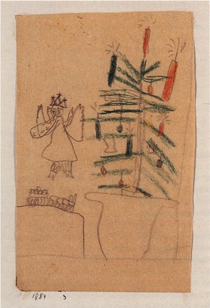 Paul Klee Weihnachtsbaum mit Christkind und Eisenbahn Wandbild