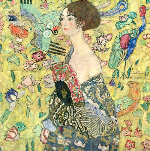 Gustav Klimt Dame mit Faecher Wandbild