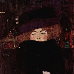 Gustav-Klimt-Dame-mit-Hut-und-Federboa