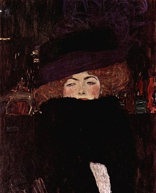 Gustav Klimt Dame mit Hut und Federboa Wandbild