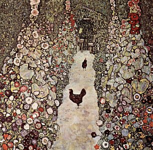 Gustav Klimt Gartenweg mit Huehnern Wandbild