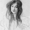 Gustav-Klimt-Maedchen-mit-langen-Haaren-Zeichnung