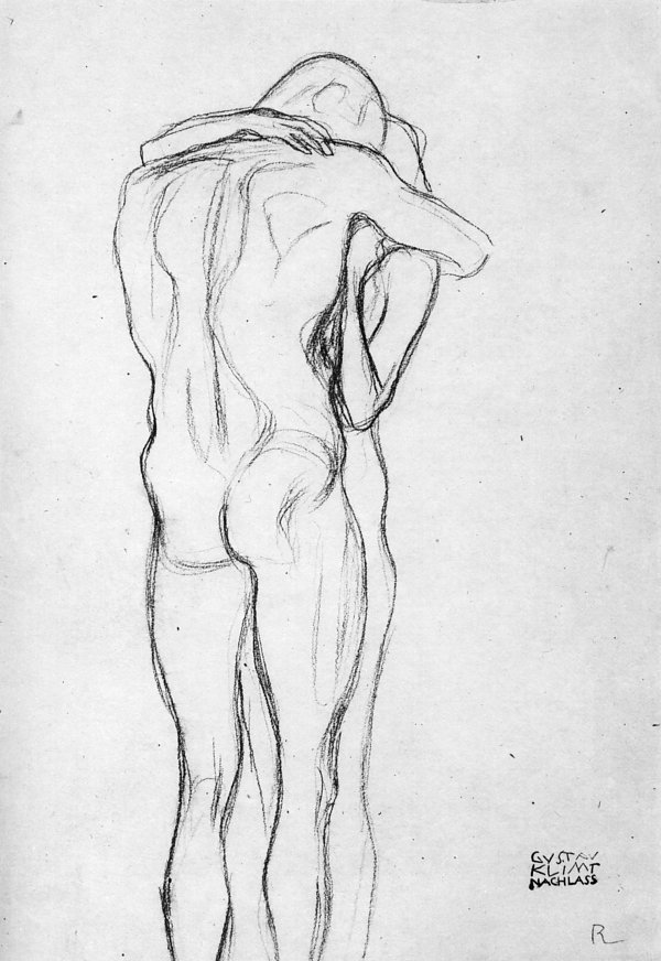 Gustav Klimt Umarmung Zeichnung Wandbild Kaufen
