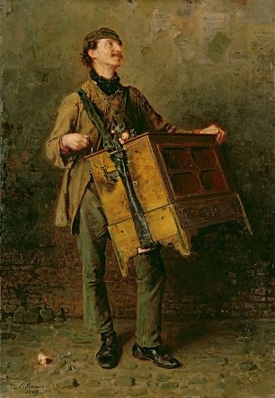 Ludwig Knaus Der Leierkastenmann Wandbild