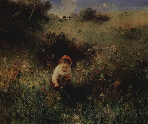 Ludwig Knaus Ein Maedchen auf dem Feld Wandbild