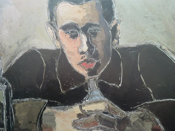 Helmut Kolle Selbstbildnis am Tisch Wandbild
