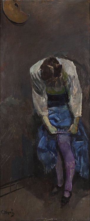 Christian Krohg Girl who binds her garter Wandbild