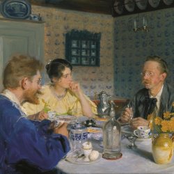 Peder-Severin-Kroyer-A-luncheon-The-artist-his-wife-and-the-writer-Otto-Benzon