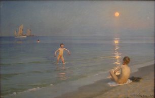 Peder Severin Kroyer Boys bathing in Skagen summer evening Wandbild