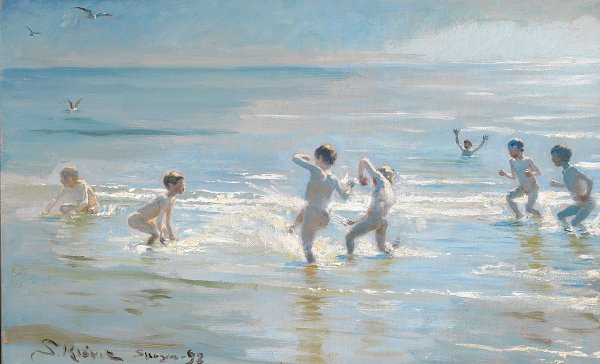 Peder Severin Kroyer En Flok Drenge ude i det solglitrende Vand Wandbild