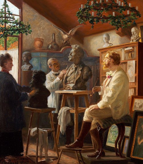 Peder Severin Kroyer Maleren Kroyer modeleres i sit Atelier paa Skagen Wandbild