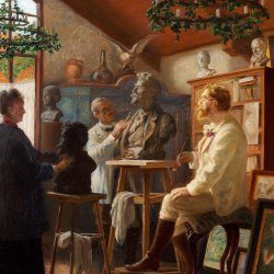 Peder-Severin-Kroyer-Maleren-Kroyer-modeleres-i-sit-Atelier-paa-Skagen