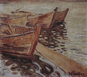 Bohumil Kubista Piskarske lode na Vltave Wandbild