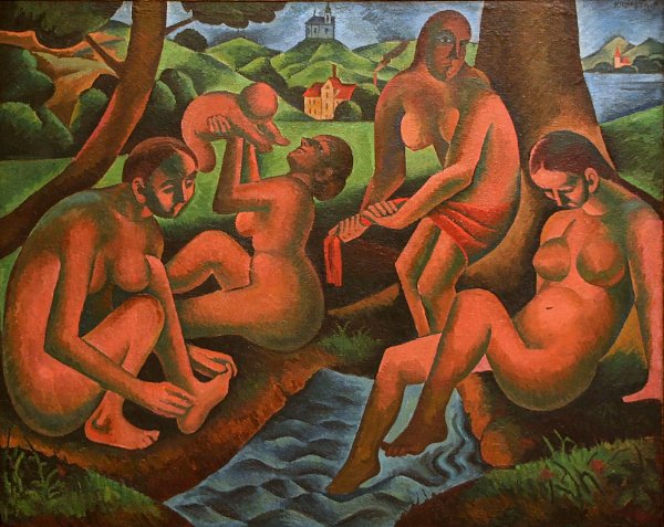 Bohumil Kubista Women in Bath Wandbild