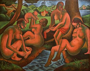 Bohumil Kubista Women in Bath Wandbild