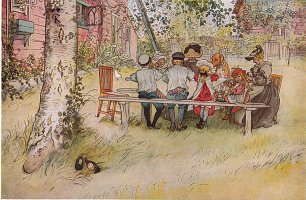 Carl Larsson Frukost under stora bjoerken Wandbild