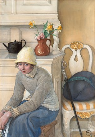 Carl Larsson Girl with ice skates Wandbild