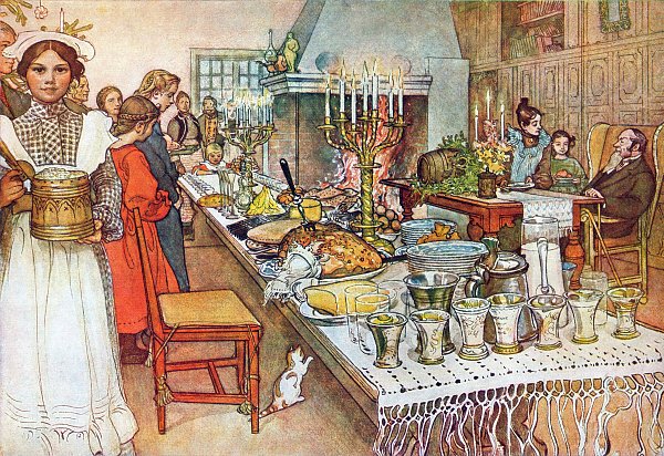 Carl Larsson Julaftonen Wandbild