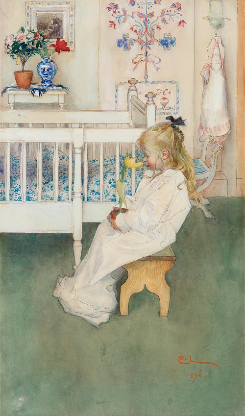 Carl Larsson Lisbeth med gul tulpan Wandbild