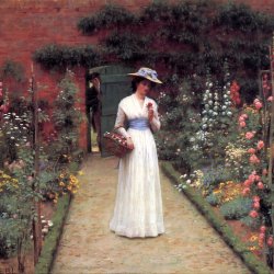 Frederic-Leighton-Dame-in-einem-Garten